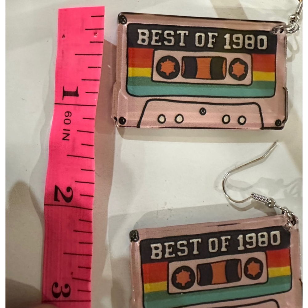 Women's Cassette Tape Earrings Pink Multi-color - Picture 4 of 4